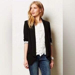 Anthropologie Cartonnier Black Blazer Jacket. Waterfall drape